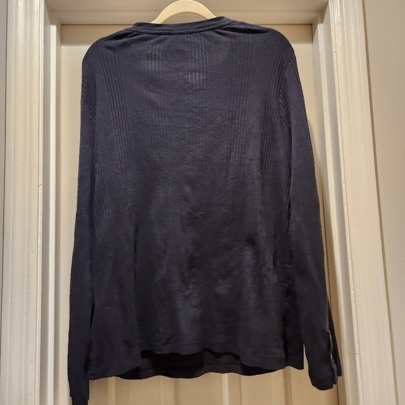 Lands End knitted ribbed popover Henley Navy blue Womens size Extra Large - Picture 2 of 9